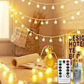 Miniatyrbillede 1 af 5: Kugleformet Lysstreng, Udendørs Lysstreng med 100 LED Sokkel 8 Tilstande med Fjernbetjening til Soveværelse, Indendørs, Have, Jul og Bryllup (Varmt