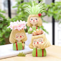 Miniatyrbillede 3 af 5: Sød pige dyr harpiks pot sukkulent kaktus planter skrivebord mini have ornament (stil D)