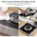 Miniatyrbilde 3 av 4: 8 stk gasskomfyr skjermbeskytter non-stick gjenbrukbar beskyttelse gasskomfyr matte, 10,6 x 10,6 tommer sølv svart-