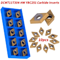 Miniatyrbillede 5 af 5: Æske med 10 stk. Rotationsindsatser Diamantform CNC Carbide Skær DCMT11T304-HM YBC251 Gevindskæring Drejeværktøj til Stålfinish til Drejebænke, Fræsning