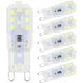 Miniatyrbilde 1 av 5: 6 stk G9 LED-pærer Kald Hvit 5W 6500K Flimmerfri Halogen LED-erstatning Dimbar LED-kapselpære Energibesparende for Vegglampe Lysekrone Ref