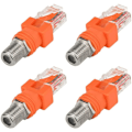 Miniatyrbild 1 av 5: Koaxial till Ethernet-adapter, 4-pack RF-koaxial F till RJ45-hane-omvandlare för linjetestare