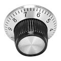Miniatyrbild 3 av 5: 16 x Potentiometer-knappar i metall med fack 0-9 för 6 mm axelknopp