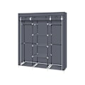 Miniatyrbillede 1 af 5: 69\" Bærbar Tøjskab Ikke-vævet stof Dobbeltstang Garderobe Opbevaringsarrangør Grå - Modular RWDressing