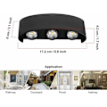 Miniatyrbillede 3 af 5: 6W Aluminium LED Indendørs Vægskinne, Moderne Vægslampe Op/Ned Spotlampe til Stue Soveværelse Gang Trappe Gangsti (Varmt Hvid) - Sort