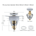 Miniatyrbilde 4 av 5: Universell pop-up vaskpropp med anti-tette sil (32 til 42 mm)