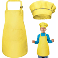 Miniatyrbilde 1 av 5: Barneforkle og kokkehattsett, justerbare kjøkkenforklær med 2 lommer for jenter og gutter, småbarns hagekokkeforkle for baking, maling og håndverk (7-13 år)