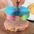 Miniatyrbillede 2 af 5: Rustfrit Stål Non-Stick Fyldt Hamburger Oksekødspresseform Party BBQ Maker Form Grill Køkken Gadget Guld