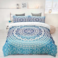 Miniatyrbild 1 av 5: BOHEMIAN Sängkläder Set Blå Mandala Täcke Set 3 delar Sängkläder Set Täcke för Flickor med Täcke med 2 Kuddfodral Set 200x200c