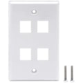 Miniatyrbilde 3 av 5: 4-porters Keystone veggplate (10-pakning), enkle veggplater for Keystone RJ45-kontakt og modulære innlegg, hvit