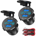 Miniatyrbild 1 av 5: 3.0 PD3.0 Trippel USB-billaddare 12V 24V 60W USB-C Multipladdare med strömbrytare för båt, lastbil, husbil,