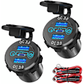 Miniatyrbilde 1 av 5: 3.0 PD3.0 Trippel USB-billader 12V 24V 60W USB-C Multippel lader med bryter for båt, lastebil, RV,