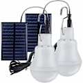 Miniatyrbillede 1 af 5: 2 Bærbare Solcelle Camping Lys, LED Solcelle Pære Sol Nødlampe Lys Have Lanterne Solbelysning med Krog Pære Panel til Camping, Fiskeri, H
