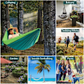 Pikkukuva 4 / 4: Ultralight Travel Hammock - Double and Single - Maximum Load: 250 kg (260 x 140 cm) - Hammock for Outdoor, Indoor, Garden, Patio, Survival, Camping