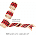 Miniatyrbillede 2 af 5: 1 stk. Jule Burlap Indpakningsbånd, Plaid Stof Burlap, Gaveindpakning, Gavebånd, 2,48 x 220,47 tommer