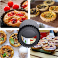 Pikkukuva 5 / 5: 6-pakkaus 5 tuuman minileivontavuokia irrotettavalla pohjalla tarttumaton pyöreä quiche-vuoka, tukevat uurretut sivuvuoat