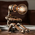 Miniatyrbilde 5 av 5: Robot skrivebordslampe Retro industriell skrivebordslampe Kreativ metall jernrør lysbesparende skrivebordslampe Sengelampe nattlampe LED skrivebordslampe，（1 stk，uten pære）