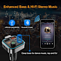 Miniatyrbillede 5 af 5: Bil FM-senderadapter Bluetooth 5.0 MP3-afspiller håndfri Type-C PD 20W + QC3.0 USB-oplader