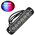 Pikkukuva 2 / 5: 4X 12V - 24 V 6 LED-valo Hätävilkku Auto Ajoneuvo Varoitus Strobe Vilkkuva Sininen ja Punainen