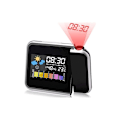 Miniatyrbild 1 av 5: Projektionsväckarklocka, LED-projektionsväckarklocka Digital projektionsväckarklocka USB-laddning/LCD-bakgrundsbelysning/180° projektion/Temperaturvisning