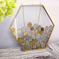 Miniatyrbild 5 av 5: Hexagonal spargris för myntförvaring, klar glasfotoram, väggdekor, retro myntfotoram