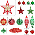 Miniatyrbilde 3 av 5: Røde / Grønne Julekuler, Julepynt 73 Rom, Plastpyntkuler, Røde og Grønne Julekuler, Julepynt, Chr