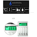 Miniatyrbillede 3 af 5: Intelligent LCD-skærm batterioplader Smart med 4 slots til AA/AAA NiCd NiMh genopladelige batterier AA Nimh-oplader