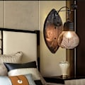 Miniatyrbillede 3 af 5: Retro LED Vægslampe Jern Sconce (Sort) Massivt Træ Sconce til Sengebord Garage Sportsplads Soveværelse Stue Ø15Cm E27 (Uden Pære)