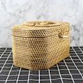 Miniatyrbillede 2 af 5: Bærbar ottekantet vietnamesisk rotting teboks med låg håndværk diverse opbevaring makeup organizer