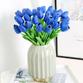 Miniatyrbillede 5 af 5: Kunstig Tulipan Blomst Falsk Blomst Latex Materiale Ægte Berøring Bryllup Soveværelse Familie Hotel Fest Indendørs Studieværelse DIY Dekoration (Kongeblå, 10 stk)