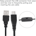 Miniatyrbild 2 av 5: Micro-USB-kabel med på/av-knapp för Raspberry Pi och telefonladdning