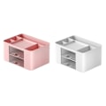 Miniatyrbillede 1 af 5: 2 stk. Pink + Hvid Simpel Transparent Skuffe Opbevaringsboks Børn Studerende Kontor Skrivebord Ornamenter Penneholder