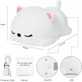 Miniatyrbillede 2 af 5: Bærbar Natlampe til Børn, 7 Farver LED Silikon Kattelampe, Baby Soveværelseslampe, USB Genopladelig Sød Farveskiftende Lampe Julegave Fødselsdagsgave