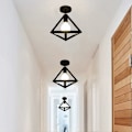 Miniatyrbilde 2 av 5: Taklampe Moderne Lysekrone Burform Taklampe Lysekrone Kreativ Jern Hengelampe E27 Metall Geometrisk Skjerm for Soverom Stue