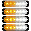Miniatyrbillede 1 af 5: 4 stk. 6 LED Nødlys Beacon Fareblinkende Advarselslys Strobe Light Bar Overflademontering Til Ca