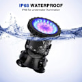 Miniatyrbillede 2 af 5: Vandafvisende Neddykkelige LED-Overlygter RGB Spotlampe, Justerbar IP68 Vandafvisende Lampelys til Udendørs, Have, Pool, Dam
