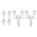 Miniatyrbillede 3 af 5: Glasrørsadapter, 2 stk. 14 mm han til dobbelt 14 mm hun med 4 stk. 14 mm transparent glas