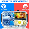 Miniatyrbilde 3 av 5: Piknikkurv, isolert kurv, handlekurv, kjølebag, handlepose, piknikpose for å bære mat, piknik, fotturer, camping