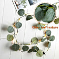 Miniatyrbillede 5 af 5: Eukalyptus Rattan Lysstreng, Julepynt, LED Vine Lysstreng til Have, Have, Hjem, Terrasse, Bryllupsfest DekorationUSB(5m, 50 pære