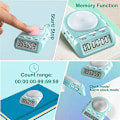 Miniatyrbillede 4 af 5: 2X Digital Køkken Timer med 100 Timer Nedtælling til Børn Lærer Kok, 45° LCD Skærm og Sikkerhedslås, Tidsstyring