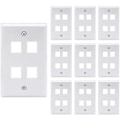 Miniatyrbilde 1 av 5: 4-porters Keystone veggplate (10-pakning), enkle veggplater for Keystone RJ45-kontakt og modulære innlegg, hvit