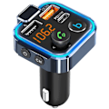 Miniatyrbillede 1 af 5: Bil FM-senderadapter Bluetooth 5.0 MP3-afspiller håndfri Type-C PD 20W + QC3.0 USB-oplader