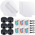Miniatyrbilde 1 av 5: 6 sett justerbare 3D LED nattlyslamper baser 16 farger 4 moduser akryl lampebase for restaurant (rund firkantet stil)