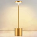 Miniatyrbilde 1 av 5: Trådløs Bordlampe, 6000mAh Oppladbart Batteri, 2 Lysstyrkenivåer, Metall Nattlampe, for Stue, Soverom, Kontor, Studio (Gull)