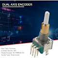 Miniatyrbild 3 av 5: EC11EBB24C03 Dubbel Encoder med Omkopplare 30 Positioneringsnummer 15 Puls Punkt Handtag 25Mm