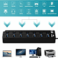 Miniatyrbild 4 av 5: USB-hub, 7-ports USB 3.0-hub, Multi-port USB-datahub-splitter med individuella på/av-brytare, USB-förlängare för MacBook, Mac Pro och fler USB-enheter