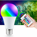 Miniatyrbillede 3 af 5: Farvede LED-pærer, 10W E27 LED RGBW Pære med Fjernbetjening, Hukommelsesfunktion og Timer, 12 Farver og 7 Lysstyrke niveauer, Stemningslamper