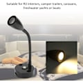 Miniatyrbilde 5 av 5: RV Leselys Flexible Hals 3 Farger Lys 1224V 3W USB Oppladbar Universal for Yachter Båter Svart