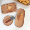Miniatyrbilde 2 av 5: Rund og firkantet serveringsbrett i tre - Trefat for frukt, dessert, kake, godteri og salat