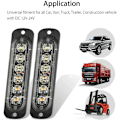 Miniatyrbilde 4 av 5: 4-pakke - Ultratynn Blå 6 LED Strobe Lys - LED Lyslist Mini Nødlyslist 18 Blinkende Moduser 12V-24V for Universelt Kjøretøy eller Lastebil